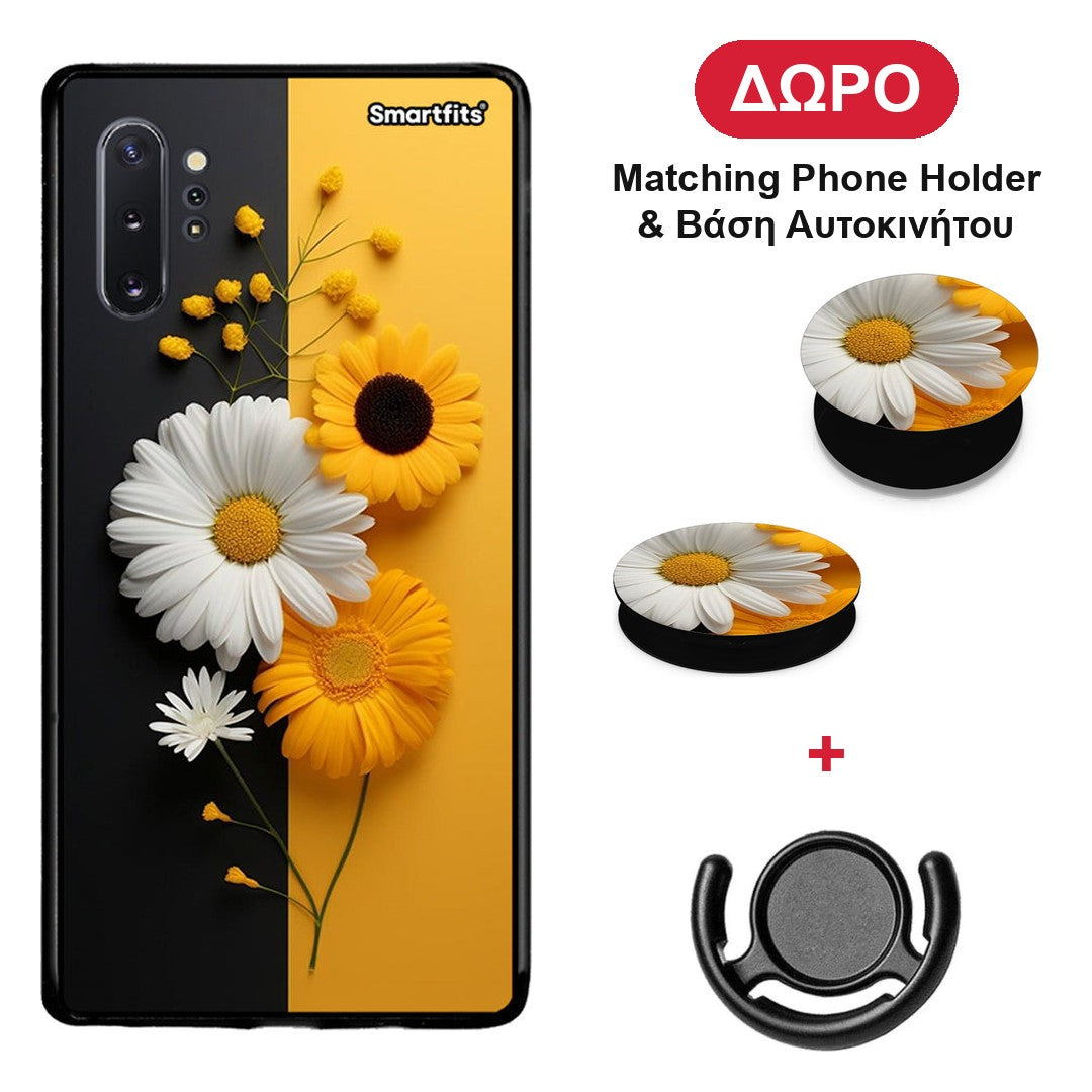 Yellow Daisies - Samsung Galaxy Note 10+ θήκη + Δώρο Phone Holder & Βάση Αυτοκινήτου