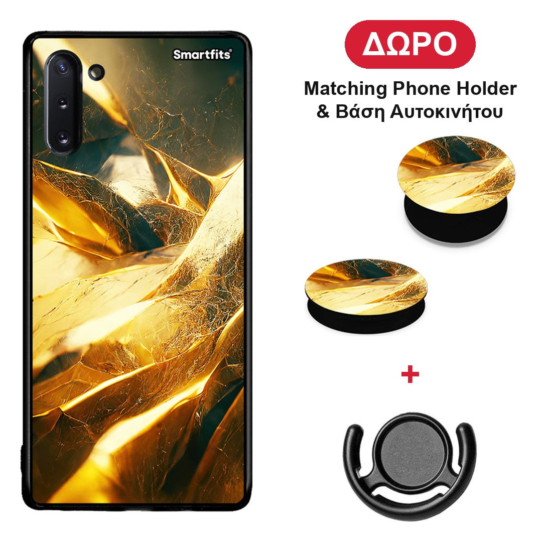 Real Gold - Samsung Galaxy Note 10 θήκη + Δώρο Phone Holder & Βάση Αυτοκινήτου
