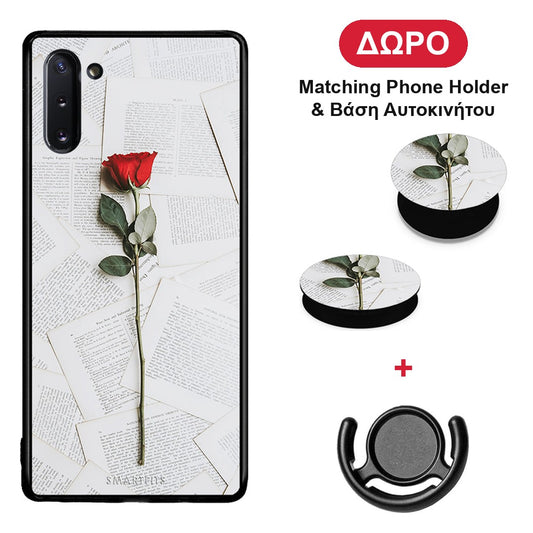 Red Rose - Samsung Galaxy Note 10 θήκη + Δώρο Phone Holder & Βάση Αυτοκινήτου