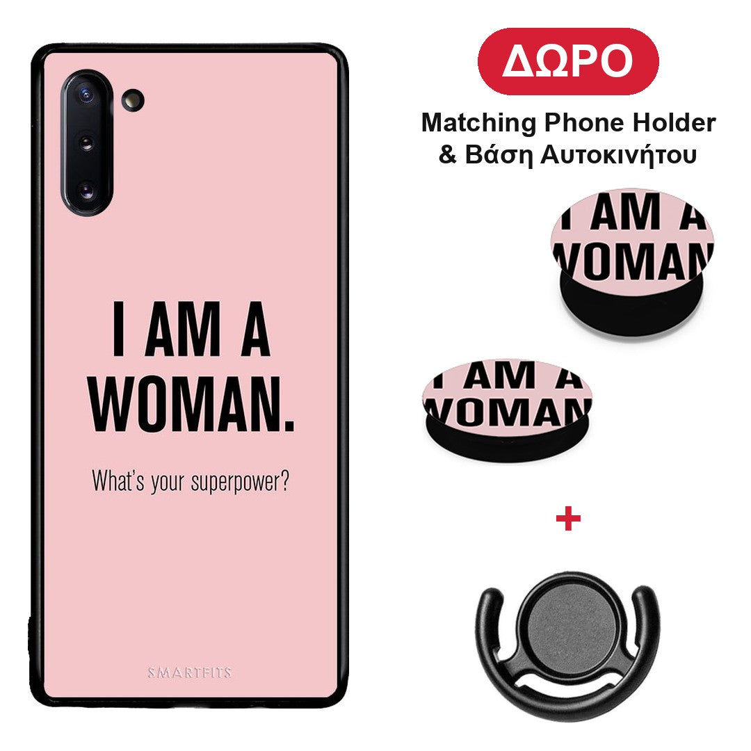 Superpower Woman - Samsung Galaxy Note 10 θήκη + Δώρο Phone Holder & Βάση Αυτοκινήτου