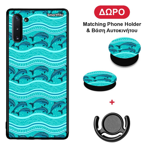 Swimming Dolphins - Samsung Galaxy Note 10 θήκη + Δώρο Phone Holder & Βάση Αυτοκινήτου