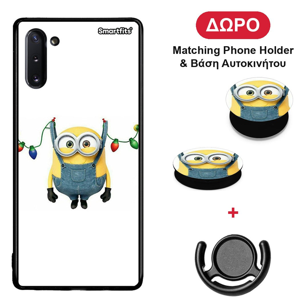 Xmas Minion Lights - Samsung Galaxy Note 10 θήκη + Δώρο Phone Holder & Βάση Αυτοκινήτου