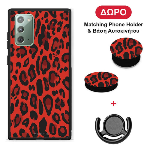 Animal Red Leopard - Samsung Galaxy Note 20 θήκη + Δώρο Phone Holder & Βάση Αυτοκινήτου