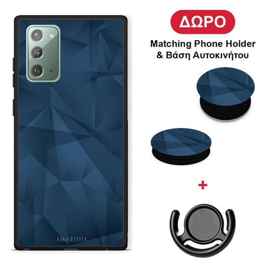 Geometric Blue Abstract - Samsung Galaxy Note 20 θήκη + Δώρο Phone Holder & Βάση Αυτοκινήτου
