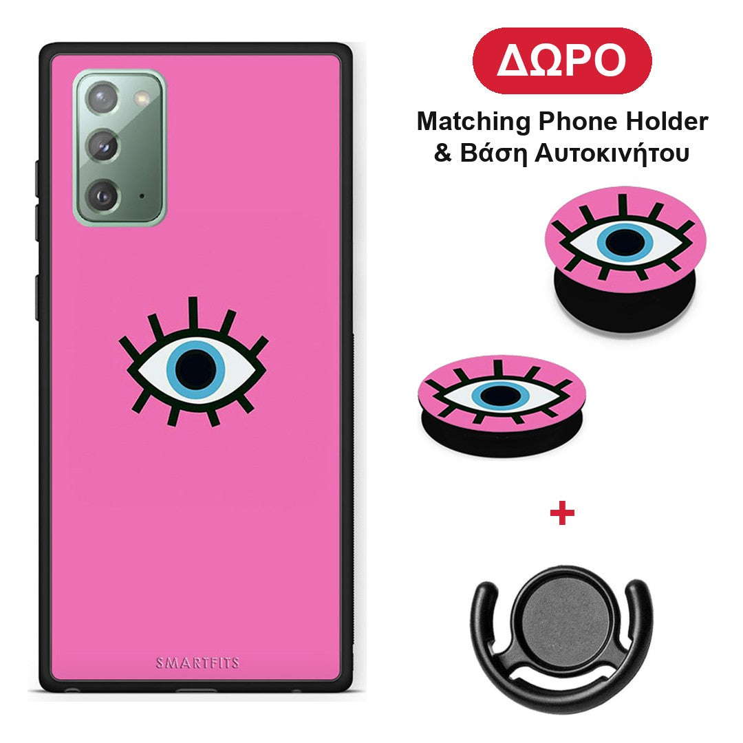 Blue Eye Pink - Samsung Galaxy Note 20 θήκη + Δώρο Phone Holder & Βάση Αυτοκινήτου