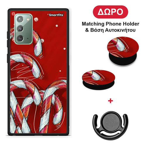 Candy Cane - Samsung Galaxy Note 20 θήκη + Δώρο Phone Holder & Βάση Αυτοκινήτου