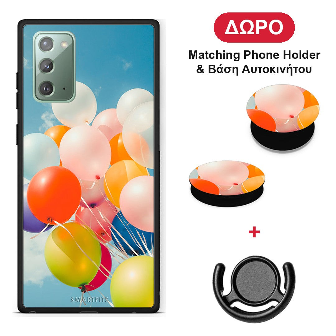 Colorful Balloons - Samsung Galaxy Note 20 θήκη + Δώρο Phone Holder & Βάση Αυτοκινήτου