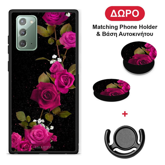Flower Red Roses - Samsung Galaxy Note 20 θήκη + Δώρο Phone Holder & Βάση Αυτοκινήτου