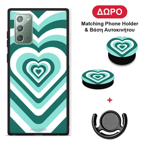 Green Hearts - Samsung Galaxy Note 20 θήκη + Δώρο Phone Holder & Βάση Αυτοκινήτου