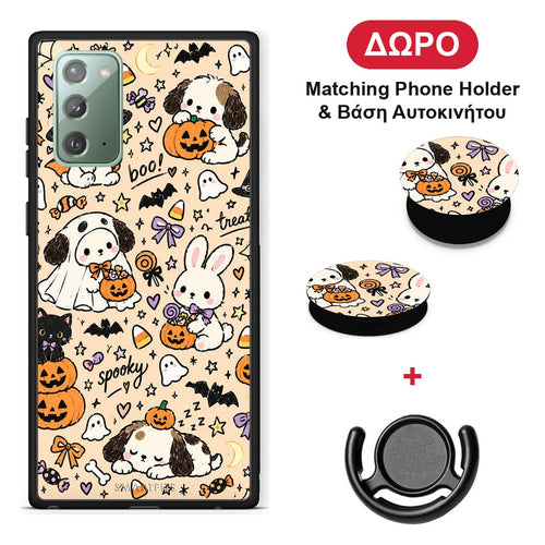 Halloween Puppies and Friends on Cream - Samsung Galaxy Note 20 θήκη + Δώρο Phone Holder & Βάση Αυτοκινήτου