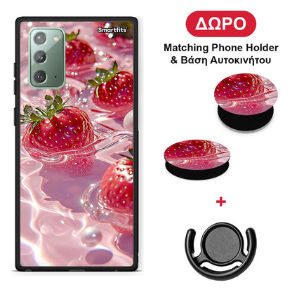 Juicy Strawberries - Samsung Galaxy Note 20 θήκη + Δώρο Phone Holder & Βάση Αυτοκινήτου