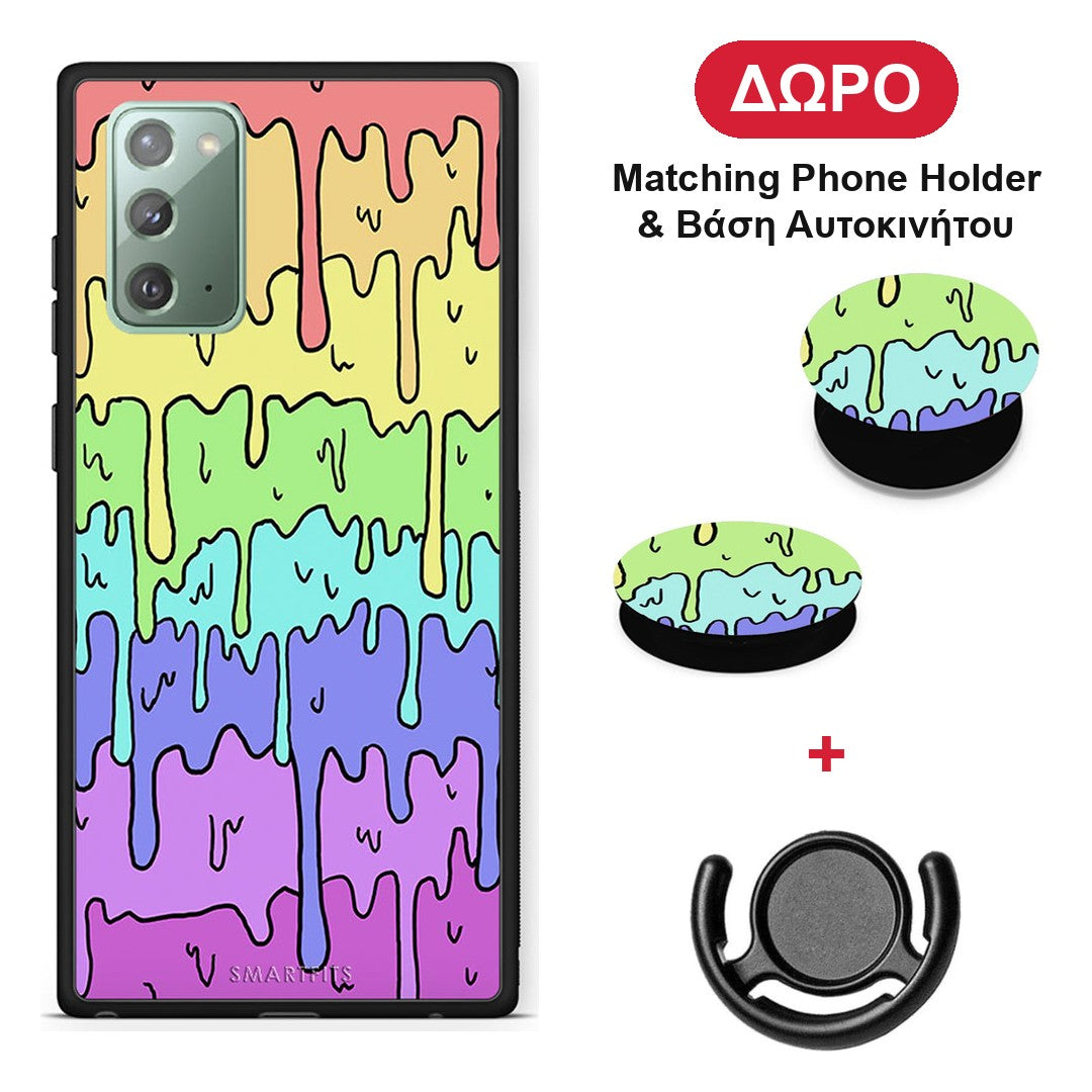 Melting Rainbow - Samsung Galaxy Note 20 θήκη + Δώρο Phone Holder & Βάση Αυτοκινήτου