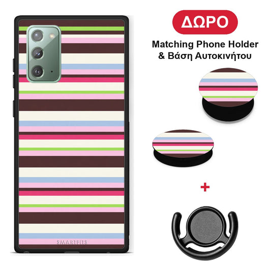 Multicolour Horizontal Stripes - Samsung Galaxy Note 20 θήκη + Δώρο Phone Holder & Βάση Αυτοκινήτου