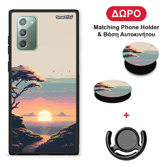 Pixel Sunset - Samsung Galaxy Note 20 θήκη + Δώρο Phone Holder & Βάση Αυτοκινήτου