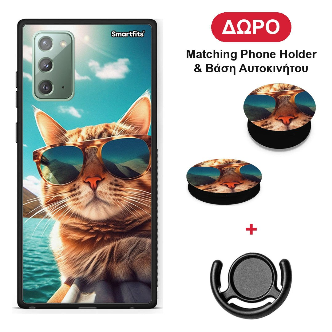 Summer Cat - Samsung Galaxy Note 20 θήκη + Δώρο Phone Holder & Βάση Αυτοκινήτου