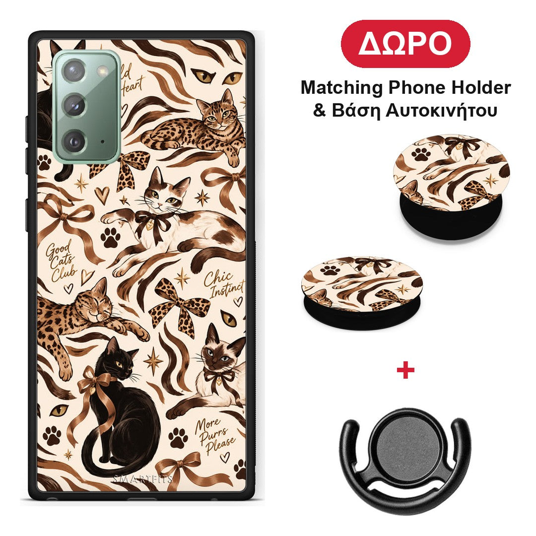 Wild Cats and Animal Print Collage - Samsung Galaxy Note 20 θήκη + Δώρο Phone Holder & Βάση Αυτοκινήτου