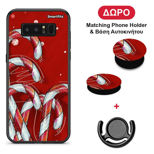Candy Cane - Samsung Galaxy Note 8 θήκη + Δώρο Phone Holder & Βάση Αυτοκινήτου