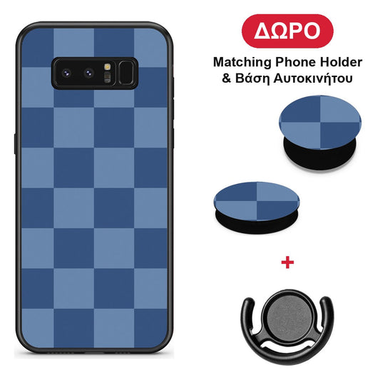 Denim Blue Checkerboard - Samsung Galaxy Note 8 θήκη + Δώρο Phone Holder & Βάση Αυτοκινήτου