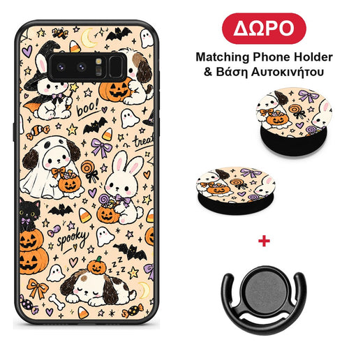 Halloween Puppies and Friends on Cream - Samsung Galaxy Note 8 θήκη + Δώρο Phone Holder & Βάση Αυτοκινήτου