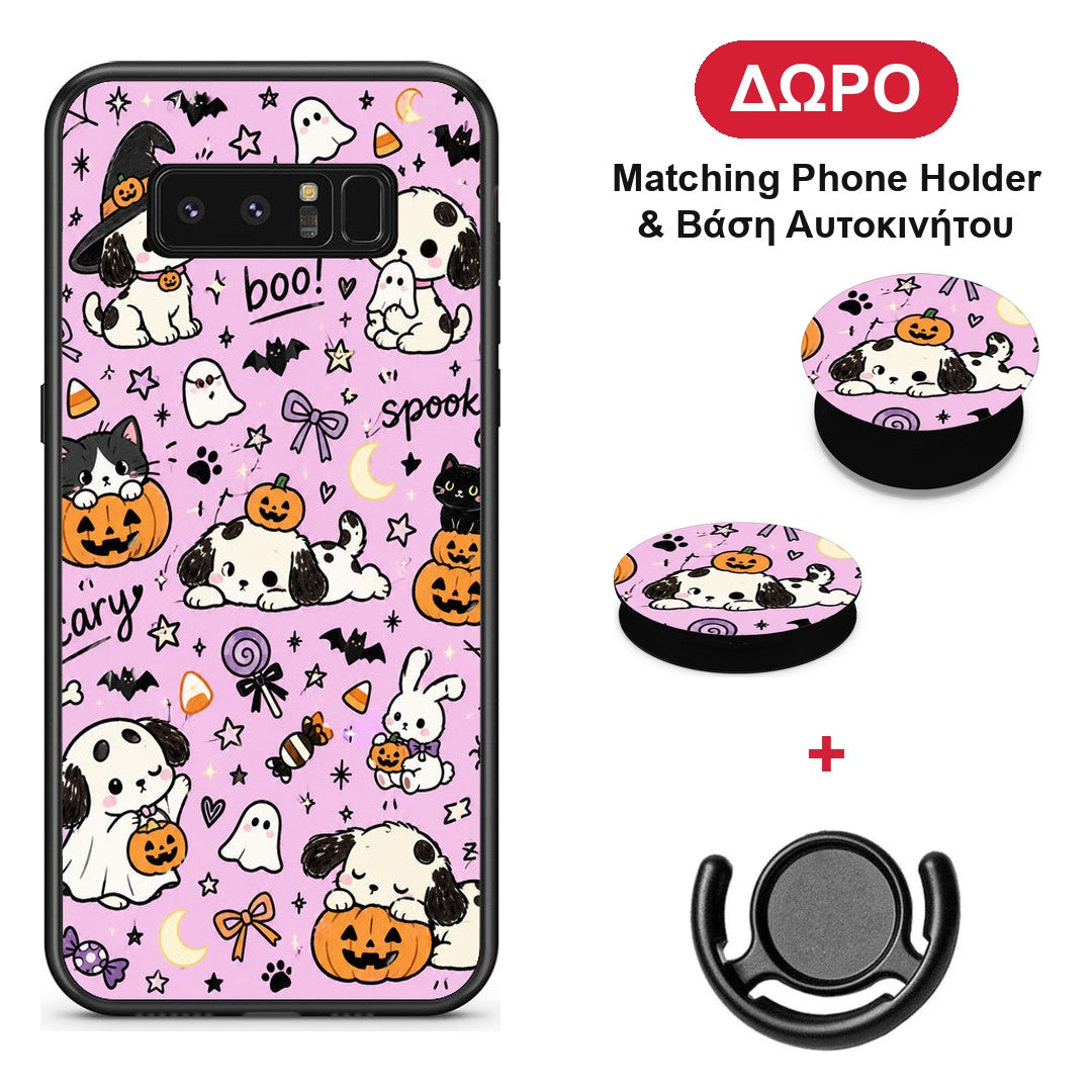 Halloween Puppies and Friends on Lilac - Samsung Galaxy Note 8 θήκη + Δώρο Phone Holder & Βάση Αυτοκινήτου