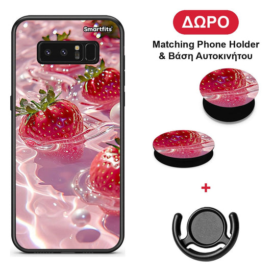Juicy Strawberries - Samsung Galaxy Note 8 θήκη + Δώρο Phone Holder & Βάση Αυτοκινήτου