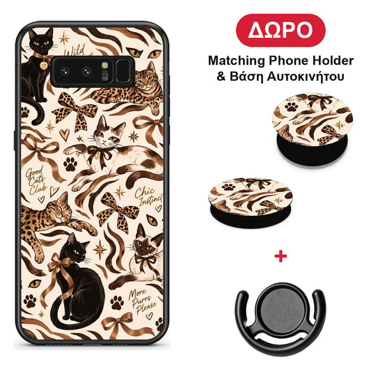 Wild Cats and Animal Print Collage - Samsung Galaxy Note 8 θήκη + Δώρο Phone Holder & Βάση Αυτοκινήτου