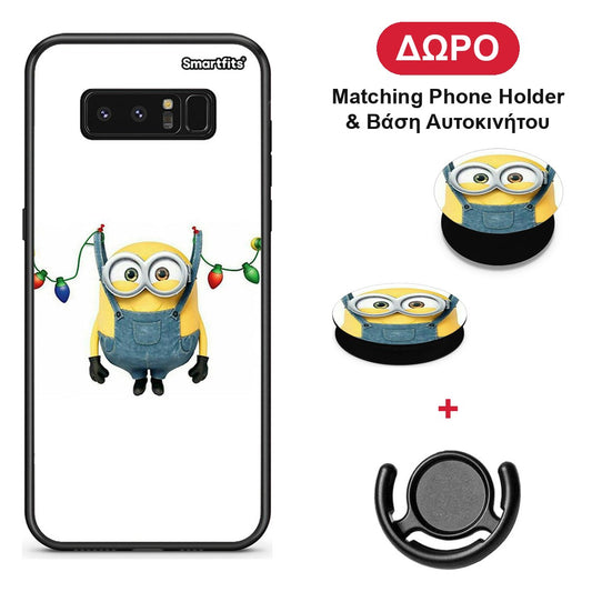 Xmas Minion Lights - Samsung Galaxy Note 8 θήκη + Δώρο Phone Holder & Βάση Αυτοκινήτου