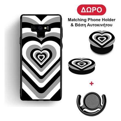 Black Hearts - Samsung Galaxy Note 9 θήκη + Δώρο Phone Holder & Βάση Αυτοκινήτου