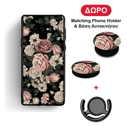Flower Wild Roses - Samsung Galaxy Note 9 θήκη + Δώρο Phone Holder & Βάση Αυτοκινήτου
