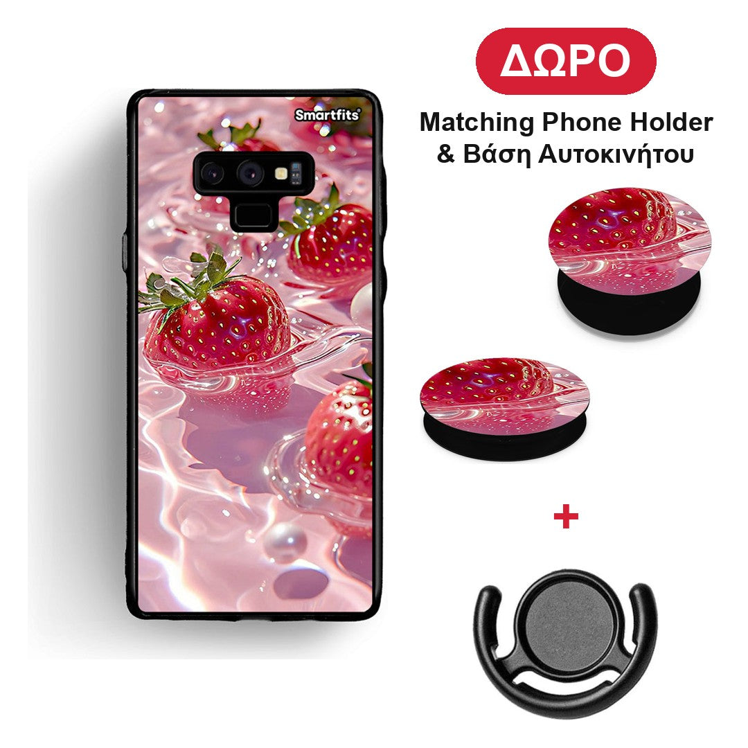 Juicy Strawberries - Samsung Galaxy Note 9 θήκη + Δώρο Phone Holder & Βάση Αυτοκινήτου