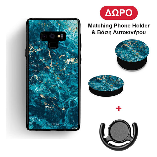 Marble Blue - Samsung Galaxy Note 9 θήκη + Δώρο Phone Holder & Βάση Αυτοκινήτου