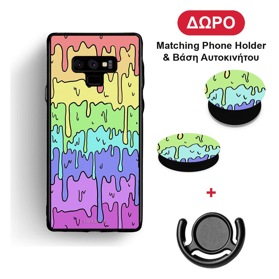 Melting Rainbow - Samsung Galaxy Note 9 θήκη + Δώρο Phone Holder & Βάση Αυτοκινήτου