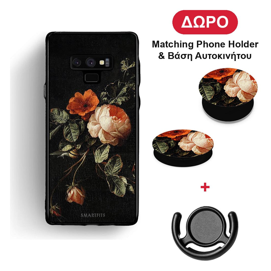 Vintage Roses - Samsung Galaxy Note 9 θήκη + Δώρο Phone Holder & Βάση Αυτοκινήτου