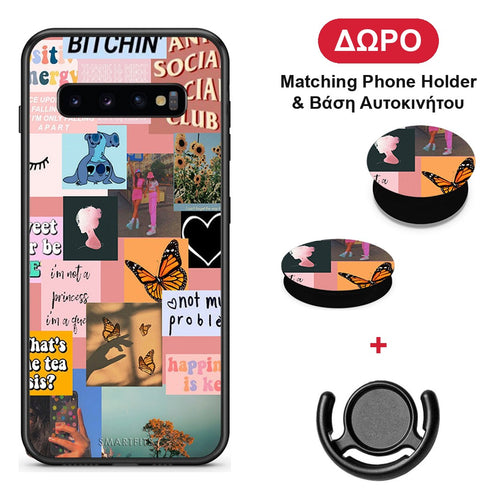 Collage Bitchin - Samsung Galaxy S10 θήκη + Δώρο Phone Holder & Βάση Αυτοκινήτου