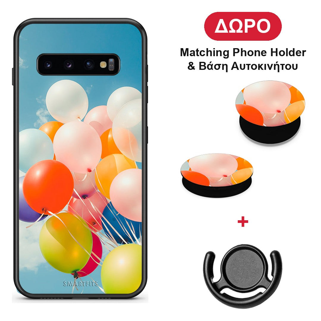 Colorful Balloons - Samsung Galaxy S10 θήκη + Δώρο Phone Holder & Βάση Αυτοκινήτου