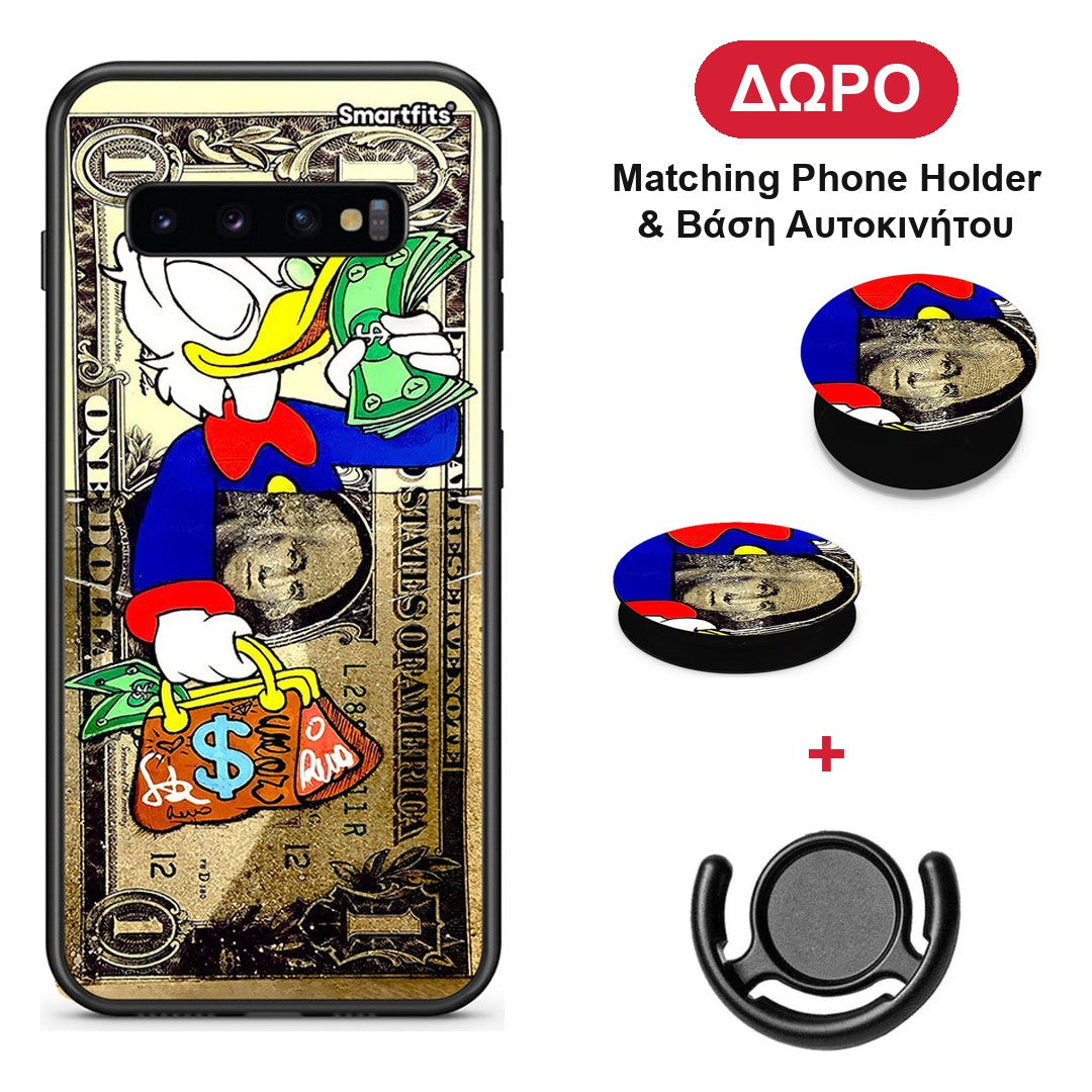 Duck Money - Samsung Galaxy S10 θήκη + Δώρο Phone Holder & Βάση Αυτοκινήτου