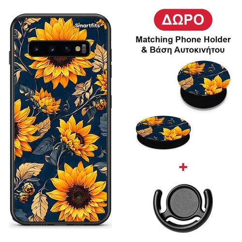Autumn Sunflowers - Samsung Galaxy S10+ θήκη + Δώρο Phone Holder & Βάση Αυτοκινήτου