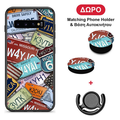 Car Plates - Samsung Galaxy S10+ θήκη + Δώρο Phone Holder & Βάση Αυτοκινήτου