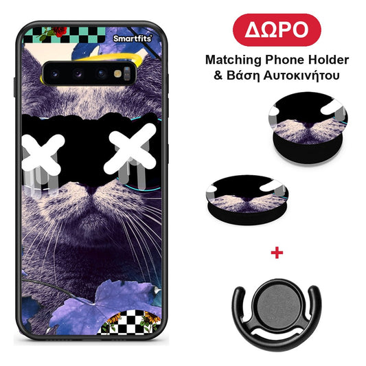 Cat Collage - Samsung Galaxy S10+ θήκη + Δώρο Phone Holder & Βάση Αυτοκινήτου