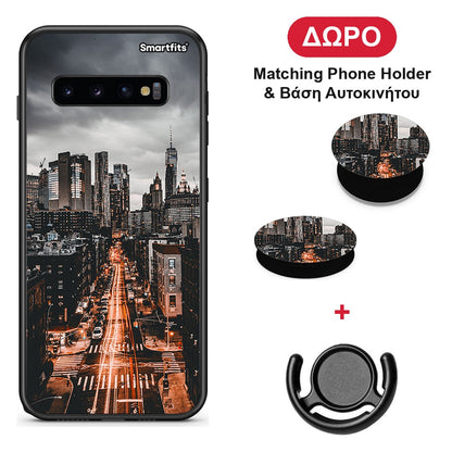 City Lights - Samsung Galaxy S10+ θήκη + Δώρο Phone Holder & Βάση Αυτοκινήτου