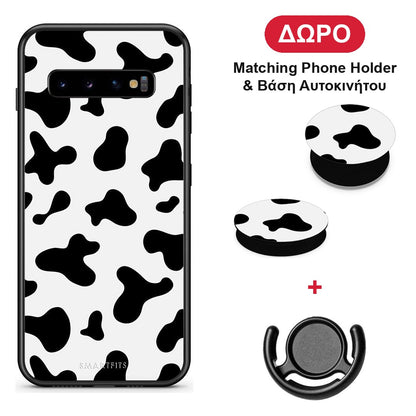 Cow Print - Samsung Galaxy S10+ θήκη + Δώρο Phone Holder & Βάση Αυτοκινήτου