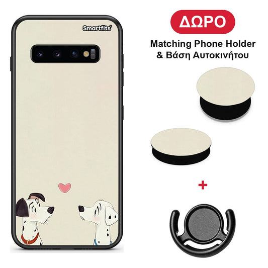 Dalmatians Love - Samsung Galaxy S10+ θήκη + Δώρο Phone Holder & Βάση Αυτοκινήτου