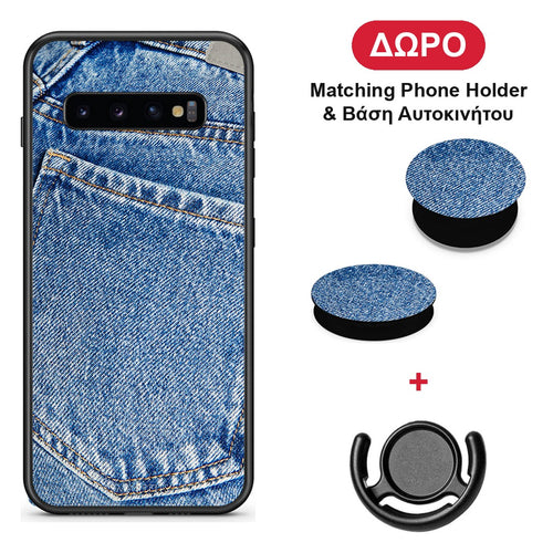 Jeans Pocket - Samsung Galaxy S10+ θήκη + Δώρο Phone Holder & Βάση Αυτοκινήτου