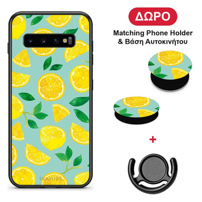 Lemons - Samsung Galaxy S10+ θήκη + Δώρο Phone Holder & Βάση Αυτοκινήτου