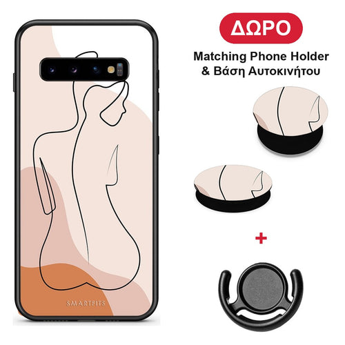 LineArt Woman - Samsung Galaxy S10+ θήκη + Δώρο Phone Holder & Βάση Αυτοκινήτου