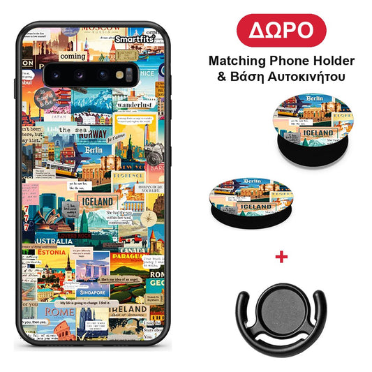 Live To Travel - Samsung Galaxy S10+ θήκη + Δώρο Phone Holder & Βάση Αυτοκινήτου