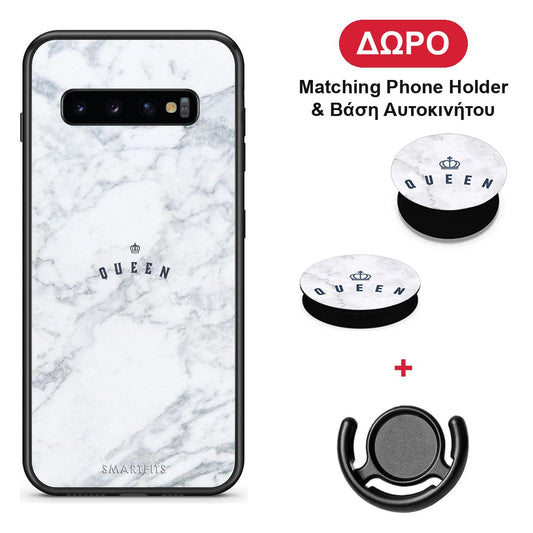 Marble Queen - Samsung Galaxy S10+ θήκη + Δώρο Phone Holder & Βάση Αυτοκινήτου
