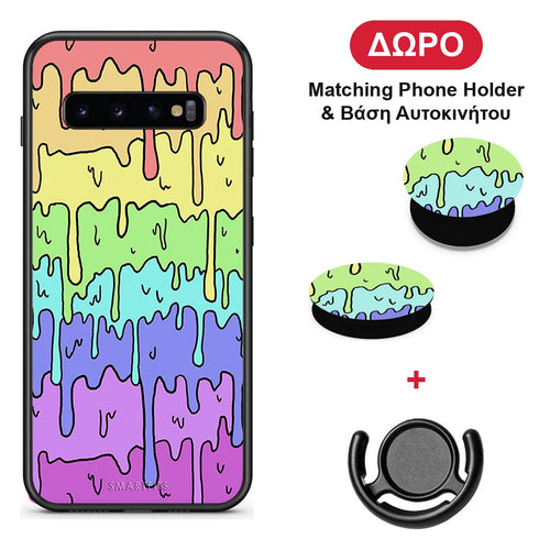 Melting Rainbow - Samsung Galaxy S10+ θήκη + Δώρο Phone Holder & Βάση Αυτοκινήτου