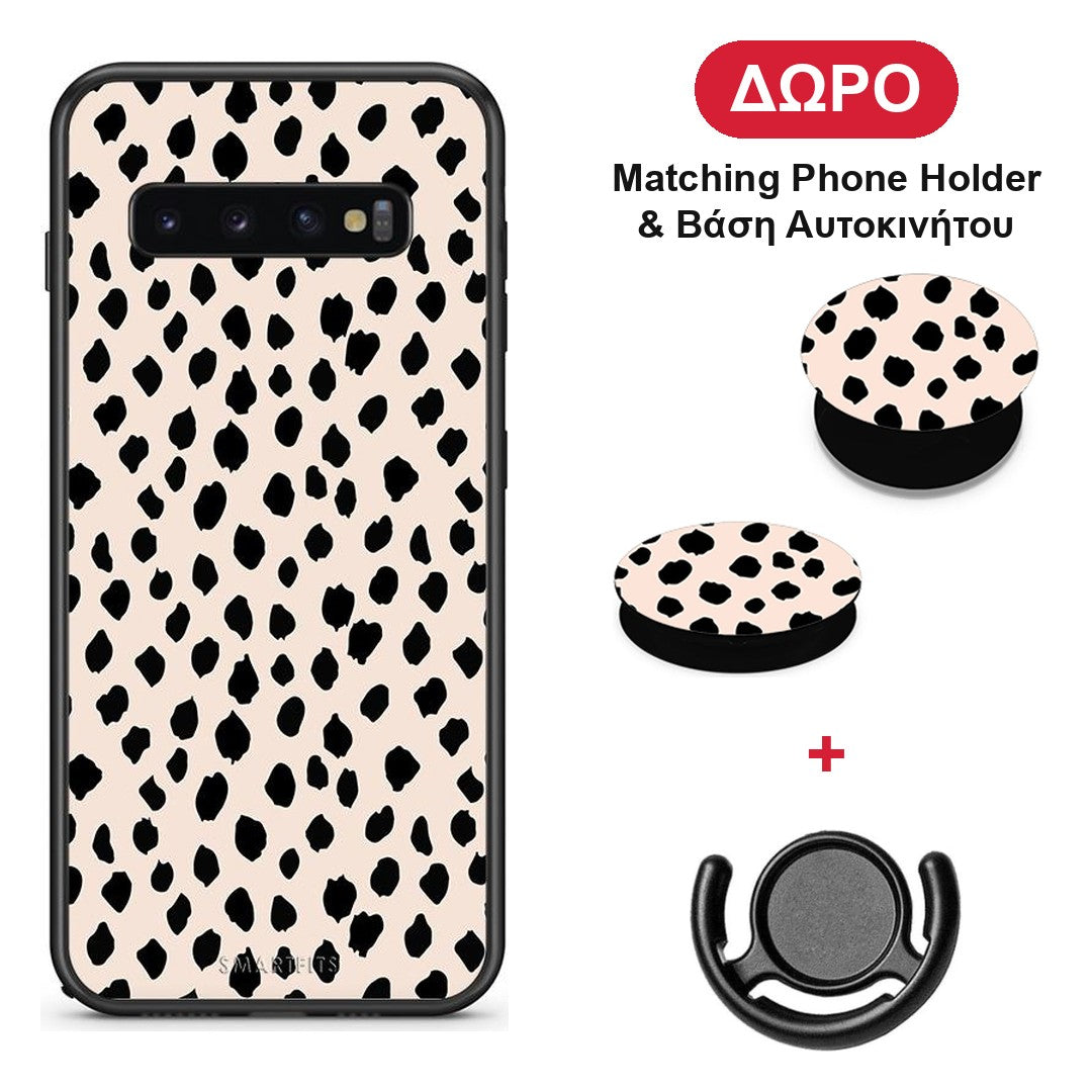 New Polka Dots - Samsung Galaxy S10+ θήκη + Δώρο Phone Holder & Βάση Αυτοκινήτου