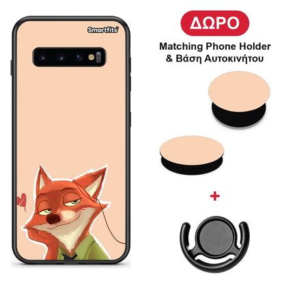 Nick Wilde And Judy Hopps Love 1 - Samsung Galaxy S10+ θήκη + Δώρο Phone Holder & Βάση Αυτοκινήτου